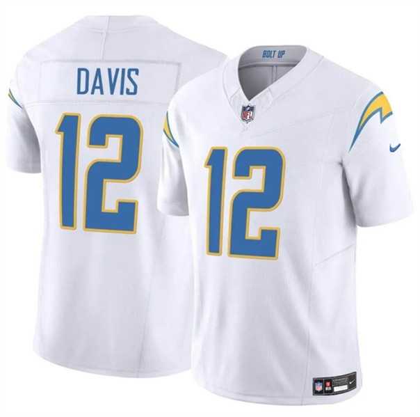 Men & Women & Youth Los Angeles Chargers #12 Derius Davis White 2024 F.U.S.E. Vapor Limited Football Stitched Jersey